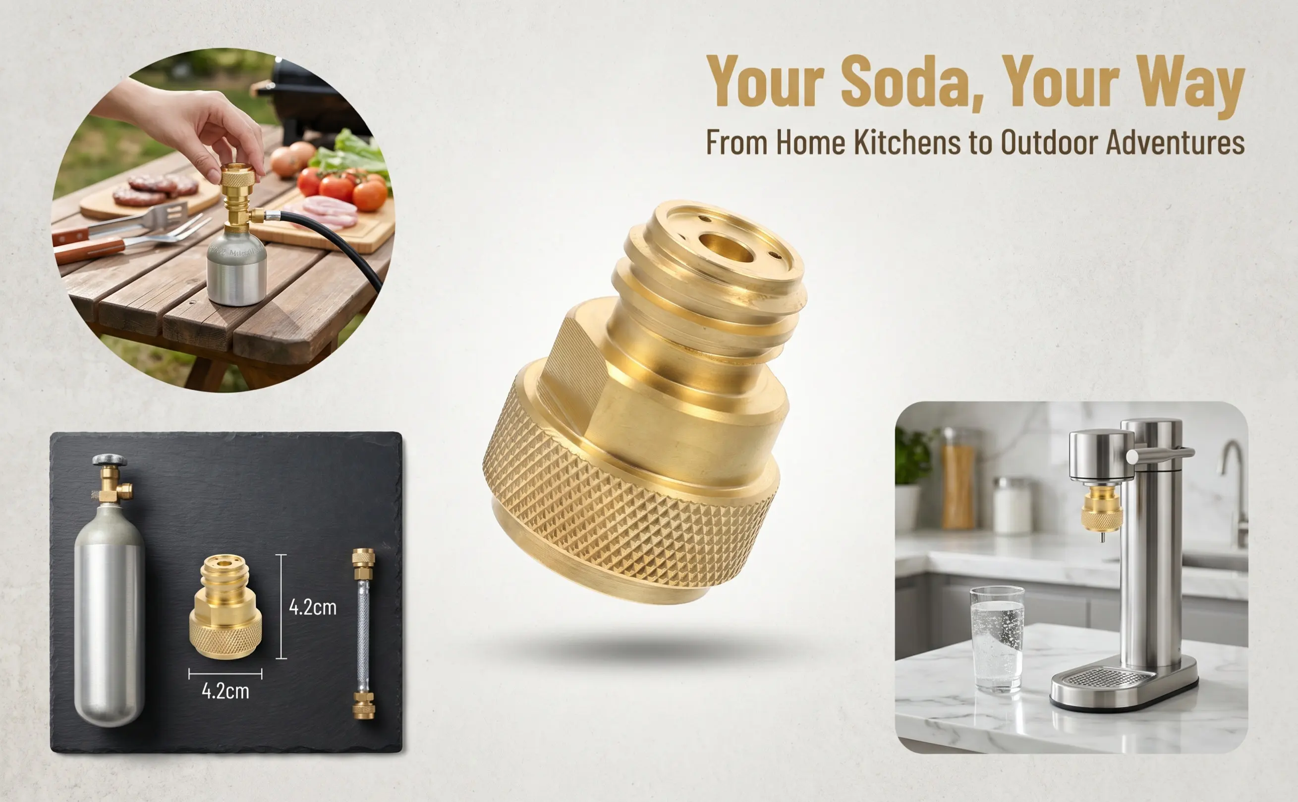 1Set Professional Soda Water Adapter Compatible Gas Cylinder Connector Portable Sparkling Water Making Kit Outdoor