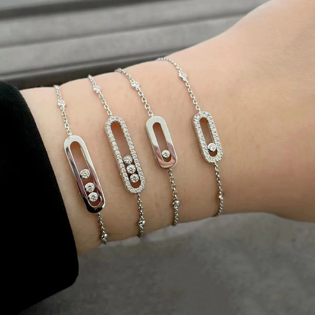 أزياء بوتيك 925 الفضة هندسية كاملة زركونيا المرأة سلسلة الشريحة واحدة سوار مجوهرات فاخرة الرجعية الكلاسيكية الطرف