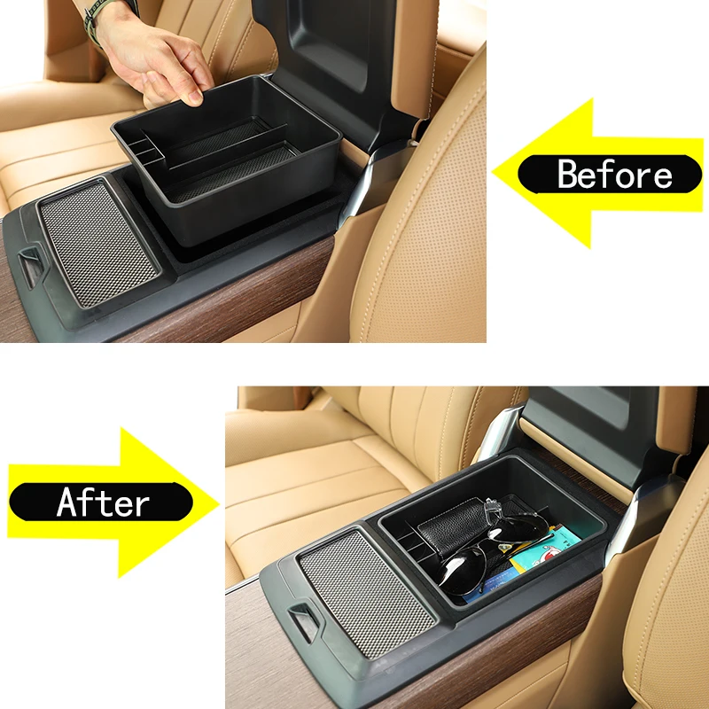 For 2023 Land Rover Range Rover Sport Vogue ABS Black Car Armrest Box Storage Box Auto Accessories (Without Refrigerator)