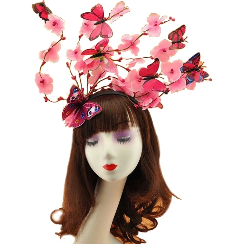 Diadema de mariposas para mujer, diadema Bohemia para Cosplay, diadema de mariposas para el pelo, accesorio para el pelo para niña