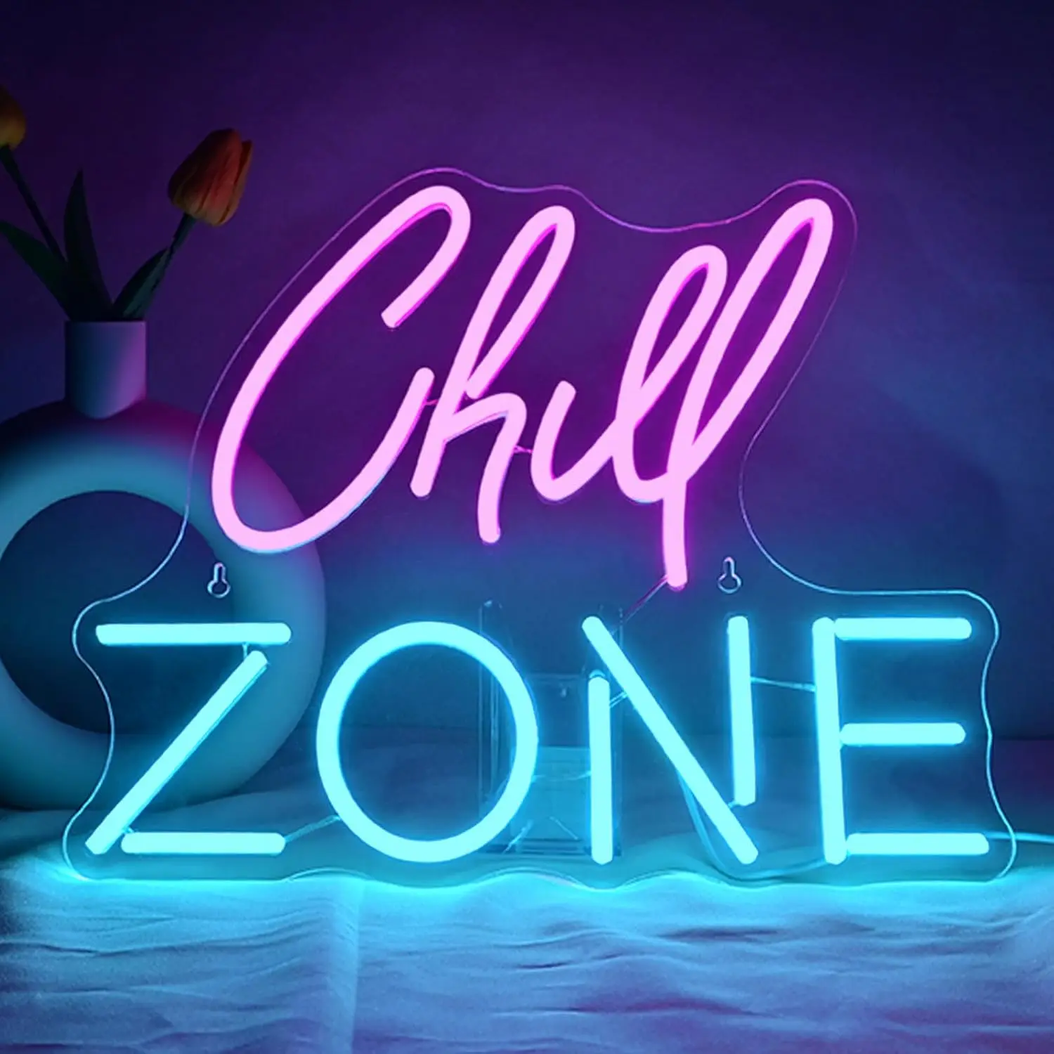 Chill Zone Neon Sign USB Powered Led Neon Sign Dimmable Wall Decor For Office Daily Party Birthday Gift Pub Man Cave
