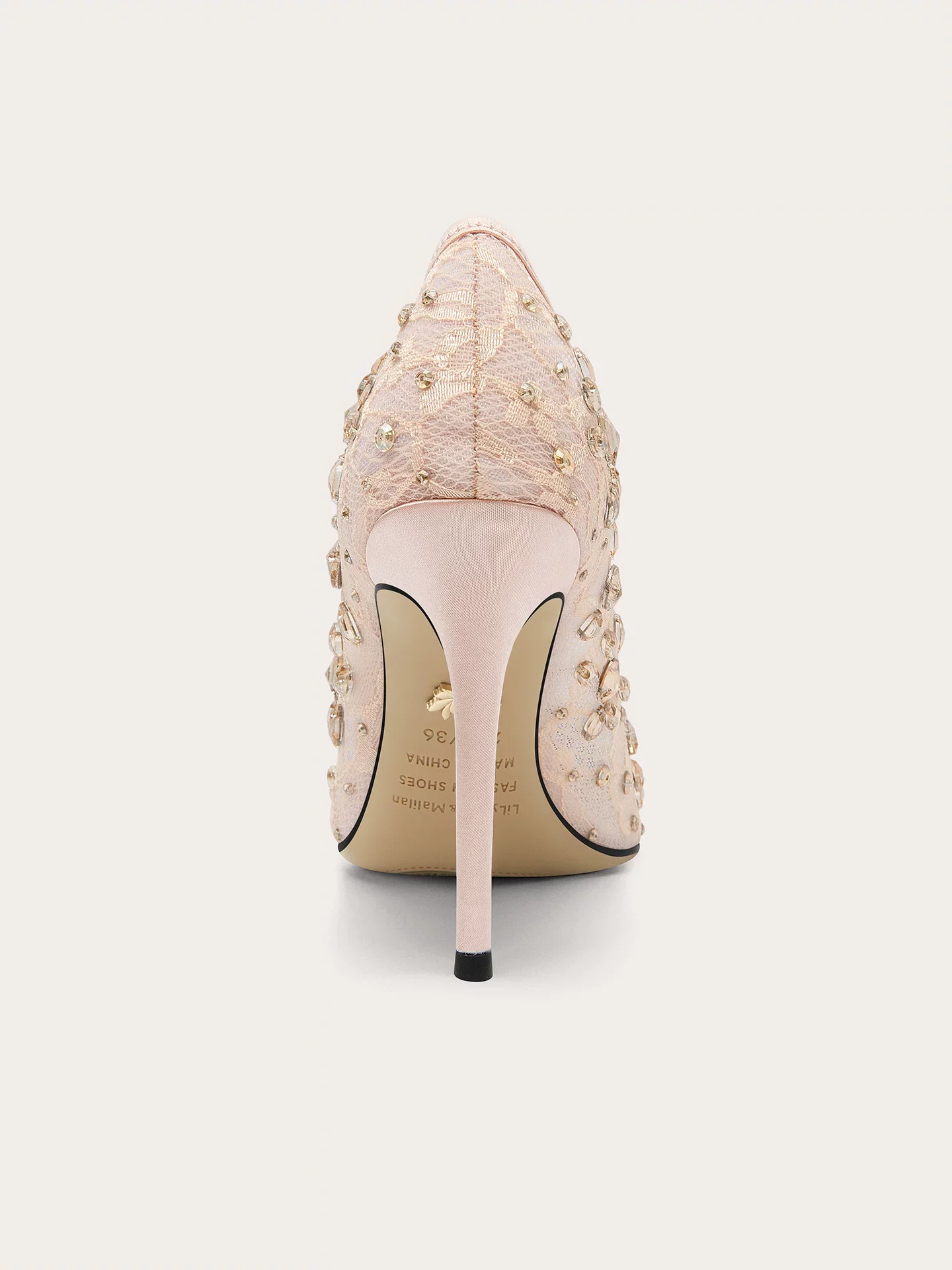 Spring/Summer New Pointed Lace Mesh Water Diamond Fine Heel Sandals Banquet Large Size Small Size High Heels Women's Shoes