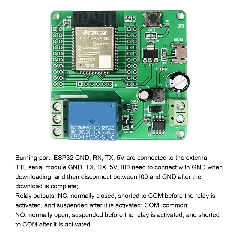 ESP32開発ボード,シングルリレーモジュール,電源,グリーン,DC 5-60V, 1個