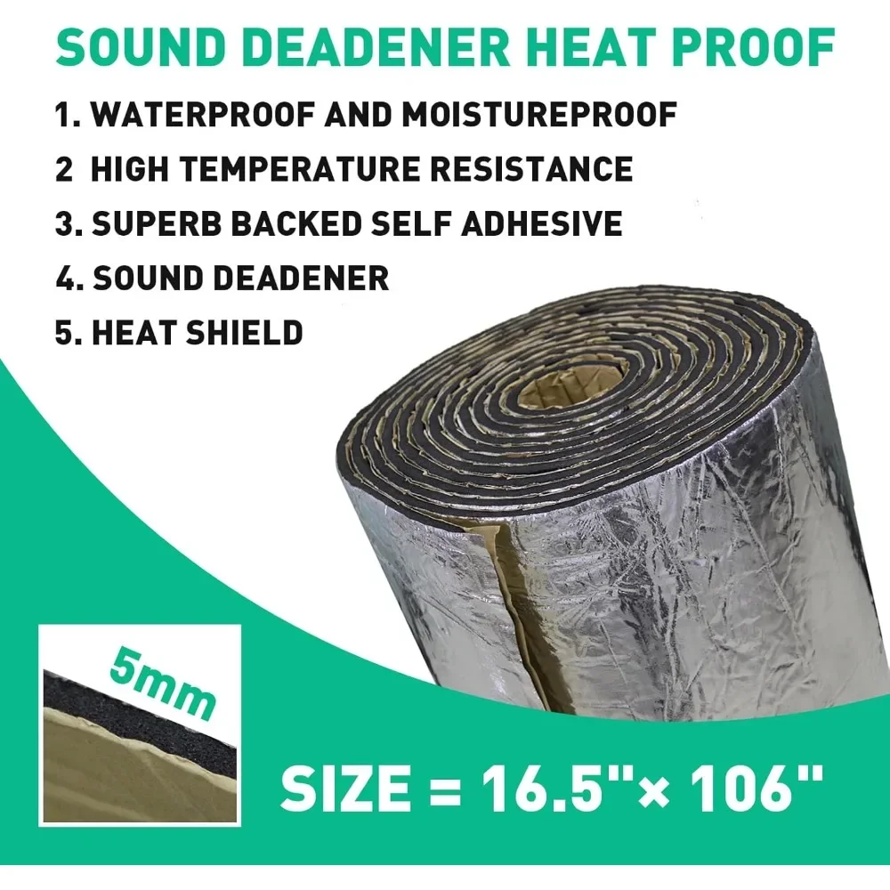 200mil 36.16 Sqft Car Heat Shield Insulation Mat Automotive Sound Deadener Deadening Mat Aluminum Foil Finsh PE Foam Dampening