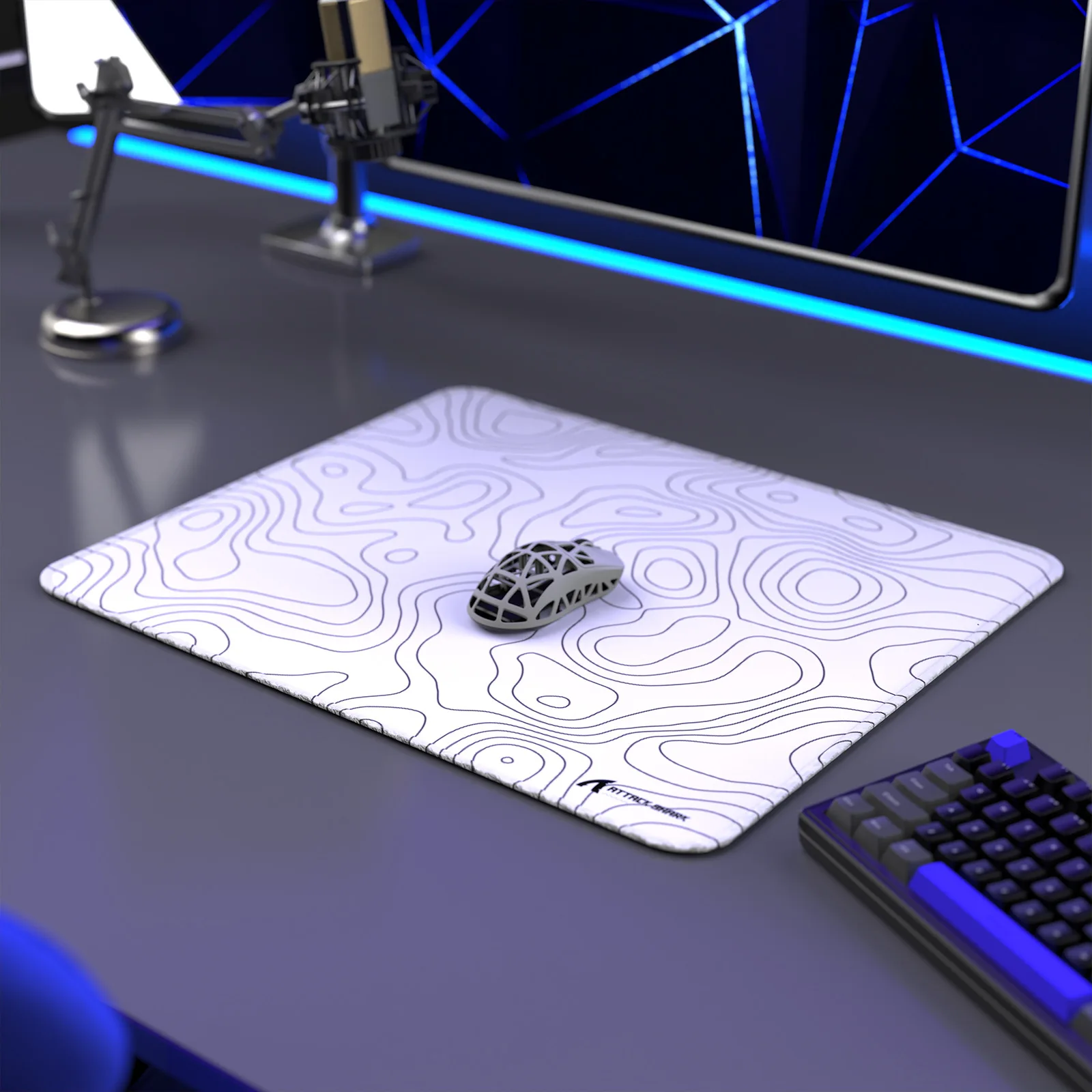 Attack Shark Cm02 Gaming Mouse Pad, 4mm Ultra-Thin, 450x400mm Large Size, Non-Slip Base, Topographic Design For Esports & Office