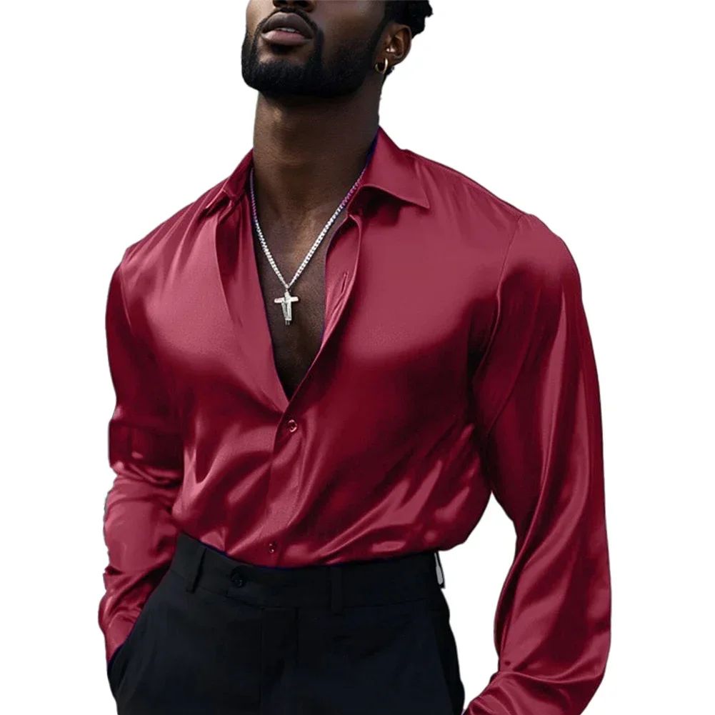 

Lapel Button Shirt Business Party Evening Business Casual Lapel Button Down Shirt Blouse For Men Applicable Gender Men