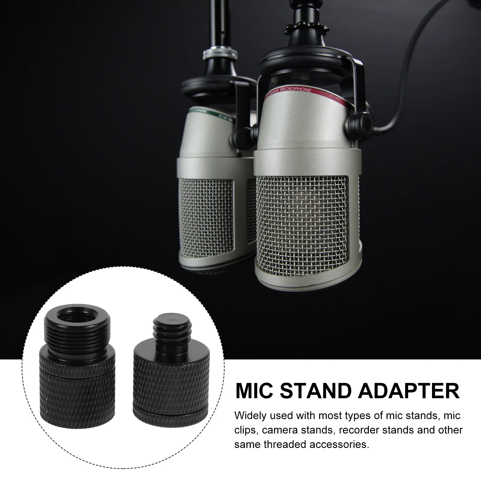 

1 set 1 Set Mic Stand Adapter 1/4 Female To 5/8 Male Screw Tripod Adapter Aluminum Alloy Matte Finish Durable Microphone Bracket
