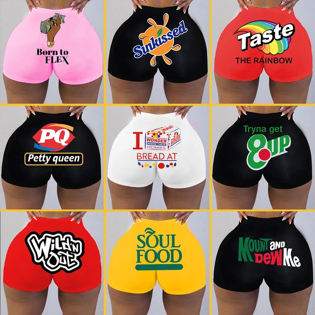 Womens Sexy Booty Shorts Rainbow Printed Sport Workout Hot Pants Plus Size Summer Bodycon Clubwear Stretch Slim Snack Shorts AliExpress