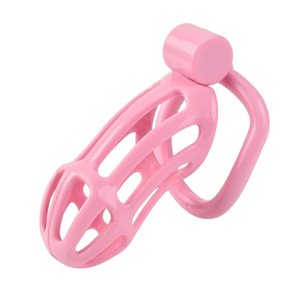 Pink Male Penis Cage with 5 Cock Rings Set Long Penis Bondage Bird Chastity Cage Belt Cock Ring Slave Restraint Man Sex Toy