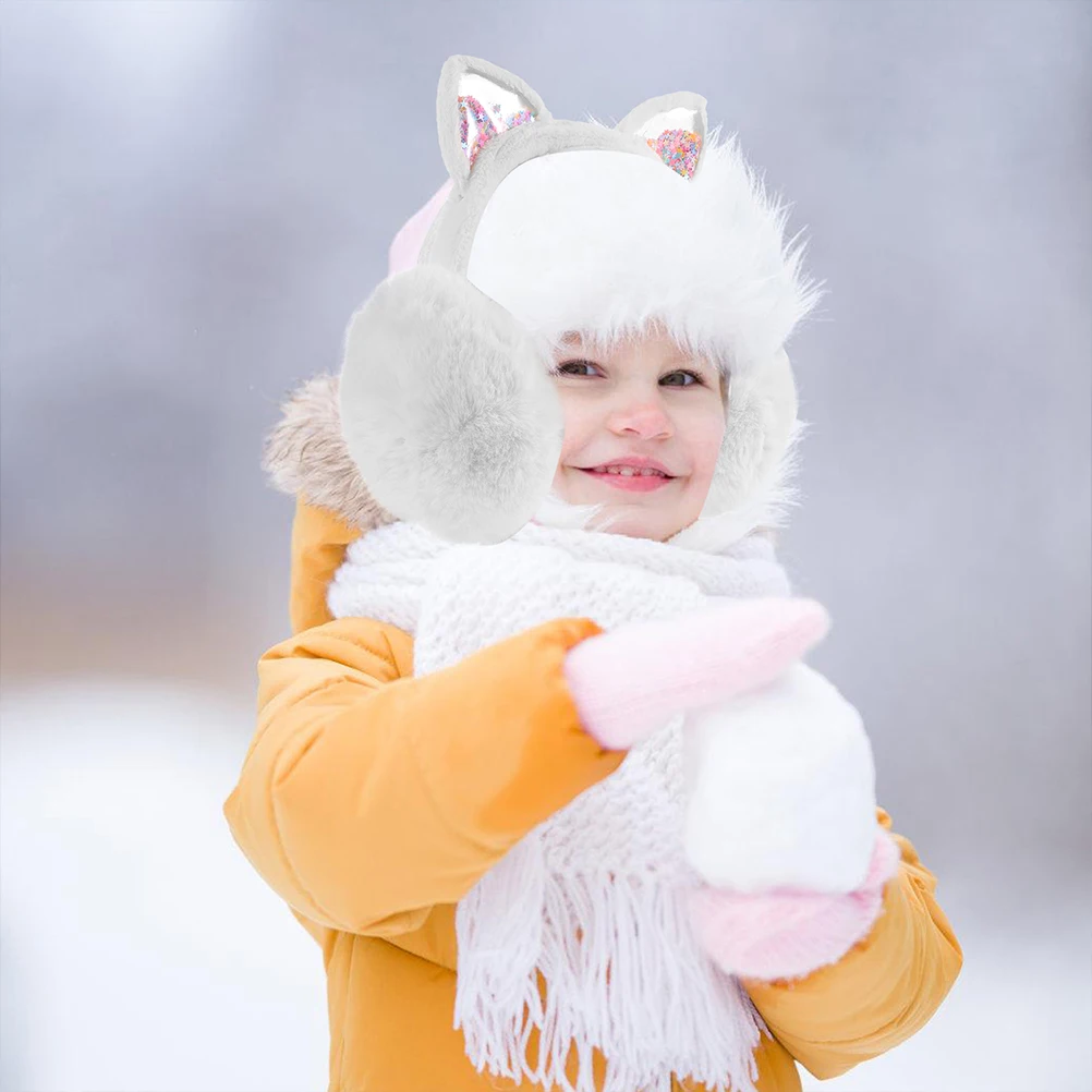 2 buah penutup pelindung telinga bulu lembut penutup telinga penghangat Earmuff untuk anak perempuan anak-anak Ski berlari bersepeda Pink baru