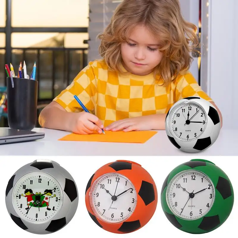 Quiet Soccer-Shaped  Electronic Digital Clock  Wake up Bedside Desk Clock, Creative Football Soccer Analog Alarm Clock for Kids