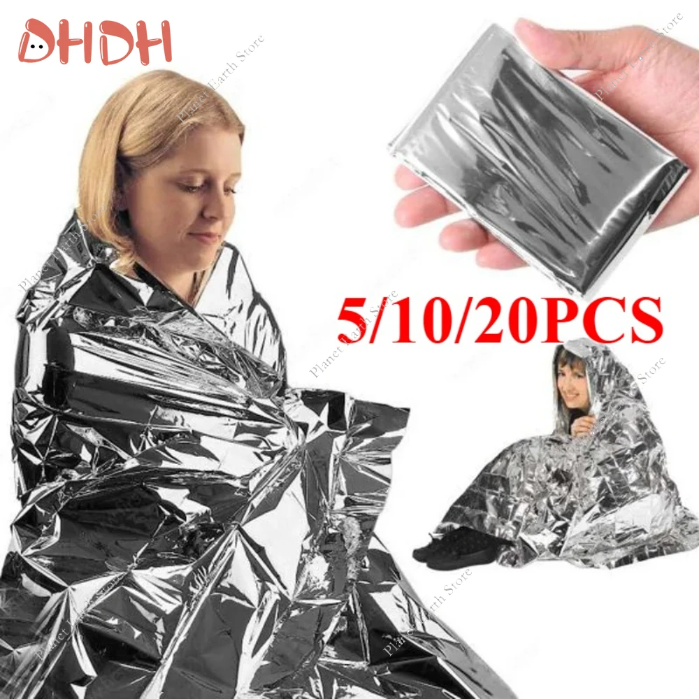 بطانية حرارية للطوارئ 5/10/20 قطعة مقاومة للماء احباط الحرارة عاكسة بقاء بطانية للتخييم في الهواء الطلق التنزه الإسعافات الأولية108
