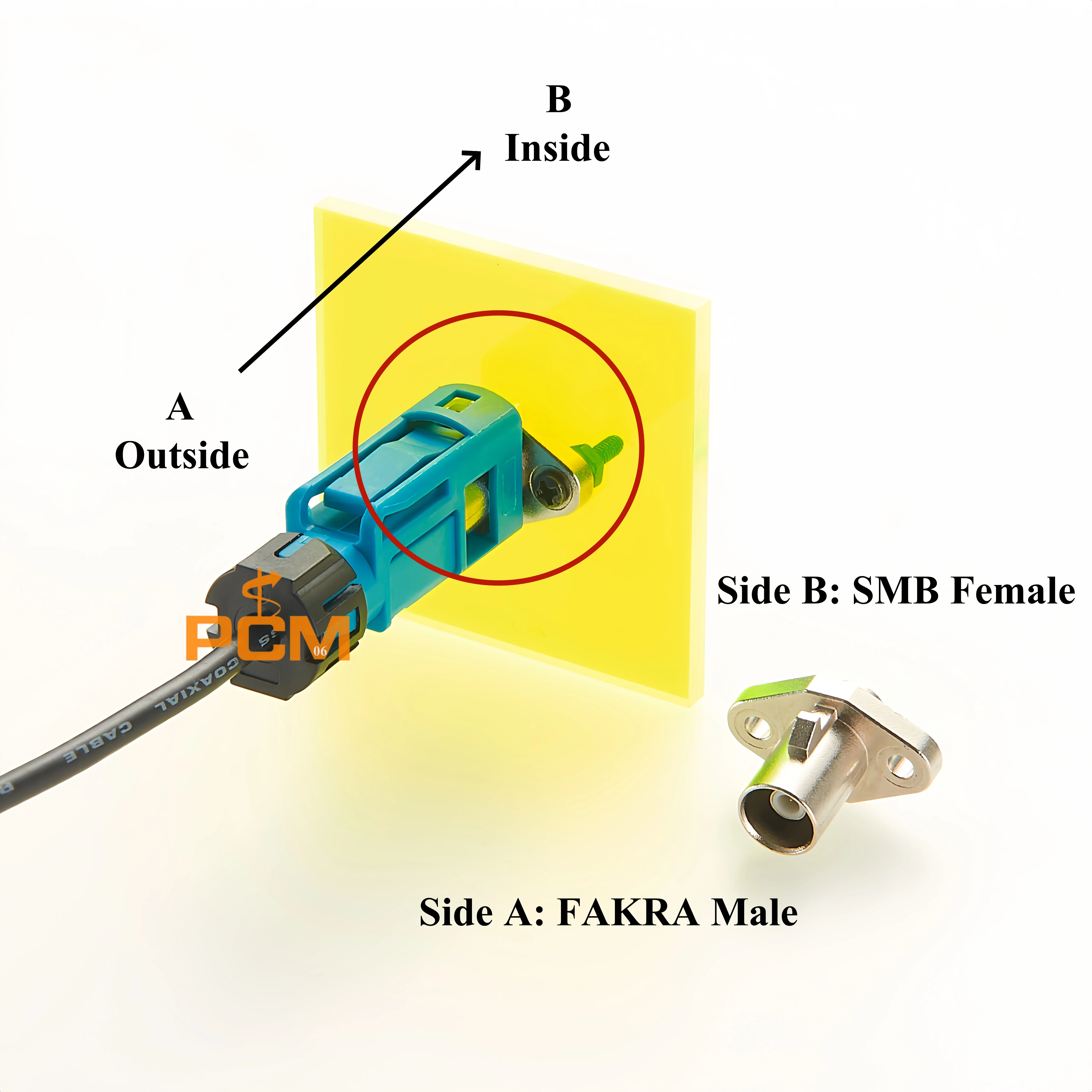 Fakra Z Stecker auf SMB Buchse Adapter 50 Ohm Flansch Chassis Schottmontage RF Koaxialstecker Kompatibel mit TE 1-2390730-4 – Detail 1