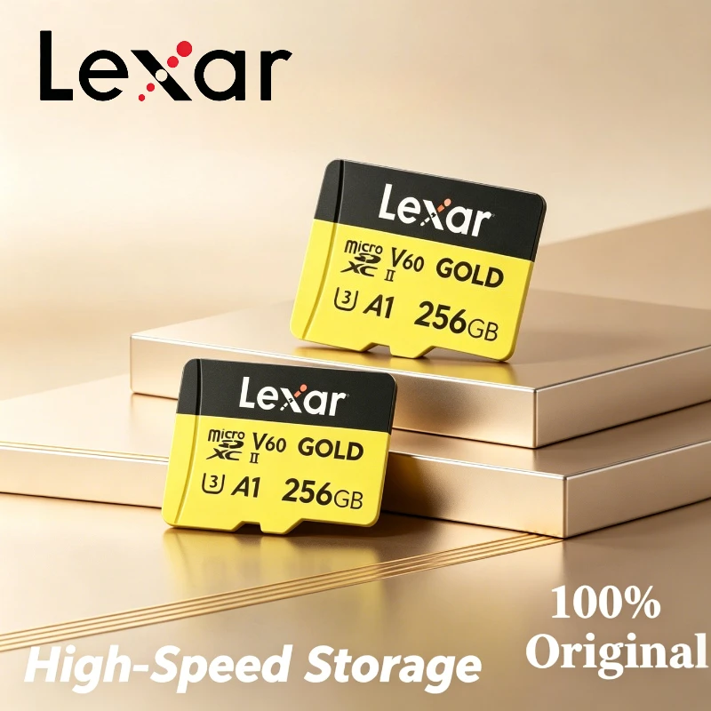 Original Professional Micro Gold Flash Card Lexar Read Max 280MB/s 256GB V60 A1 C10 For Camera SD Card TF Card MicroSDXC