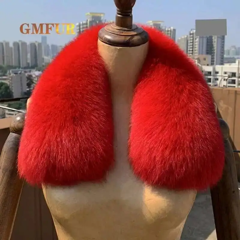 

100% Natural Fox Fur Scarf Woman Brand Winter Red Neck Keep Warm Real Fur Scarves Coat Decoration Square Collar Short Muffler