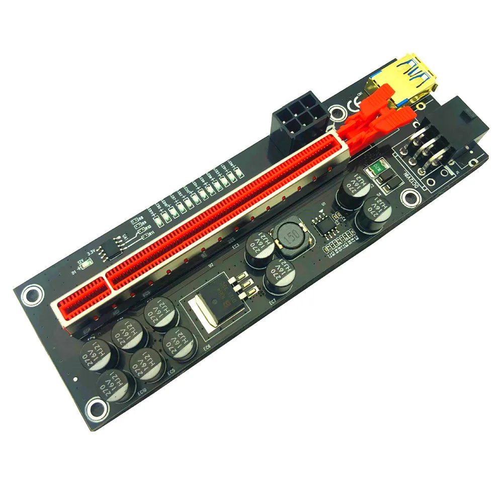 6 piezas V011 Pro PCIE Riser para tarjeta de Video 011 Pro PCI Express X1 a X16, extensor de 60CM, Cable USB 3,0, SATA a 6Pin de alimentación para minería