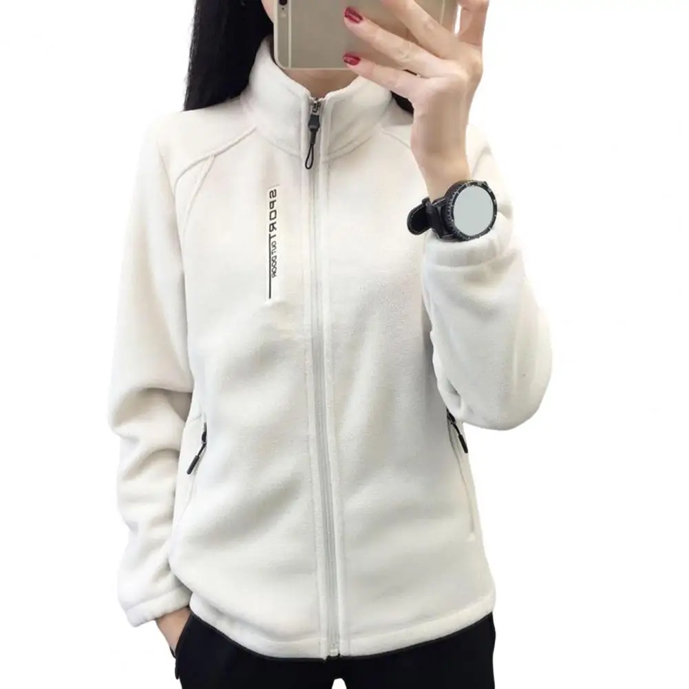 Women Fleece Jacket Women's Polar Fleece Sport Style Coat with Stand Collar Zip-up Closure Thermal Cardigan Design for Exercise