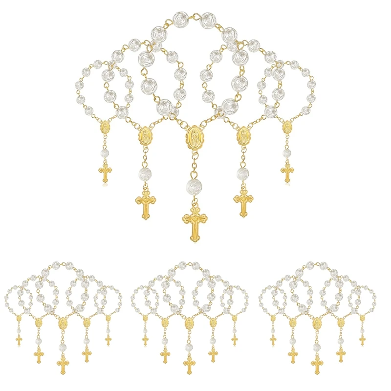 سوار من الخرز الأكريليكي مع مسبحة صغيرة متقاطعة ، مفضلات التعميد ، تواصل التعميد ، مسبحة إصبع ، 20 *