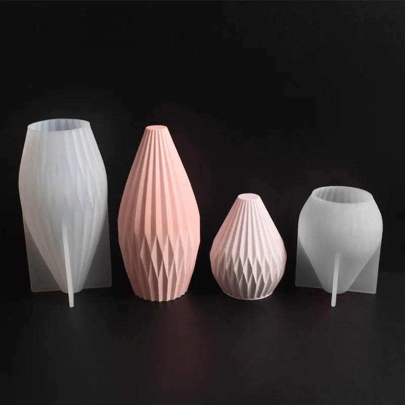 DIY Pear Shaped Candle Mold 3D Bottle Shape Cone-Shaped Geometric Candle Mold Gypsum Resin Spiral Striped Silicone Molds Decor