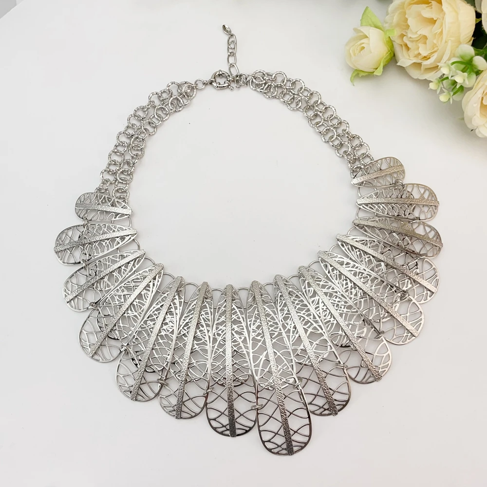 New Fashion Trendy Women Jewelry Set Brazilian Gold-Plated African Wedding Bridal Big Flower Pendant Necklace Gifts FHK12867