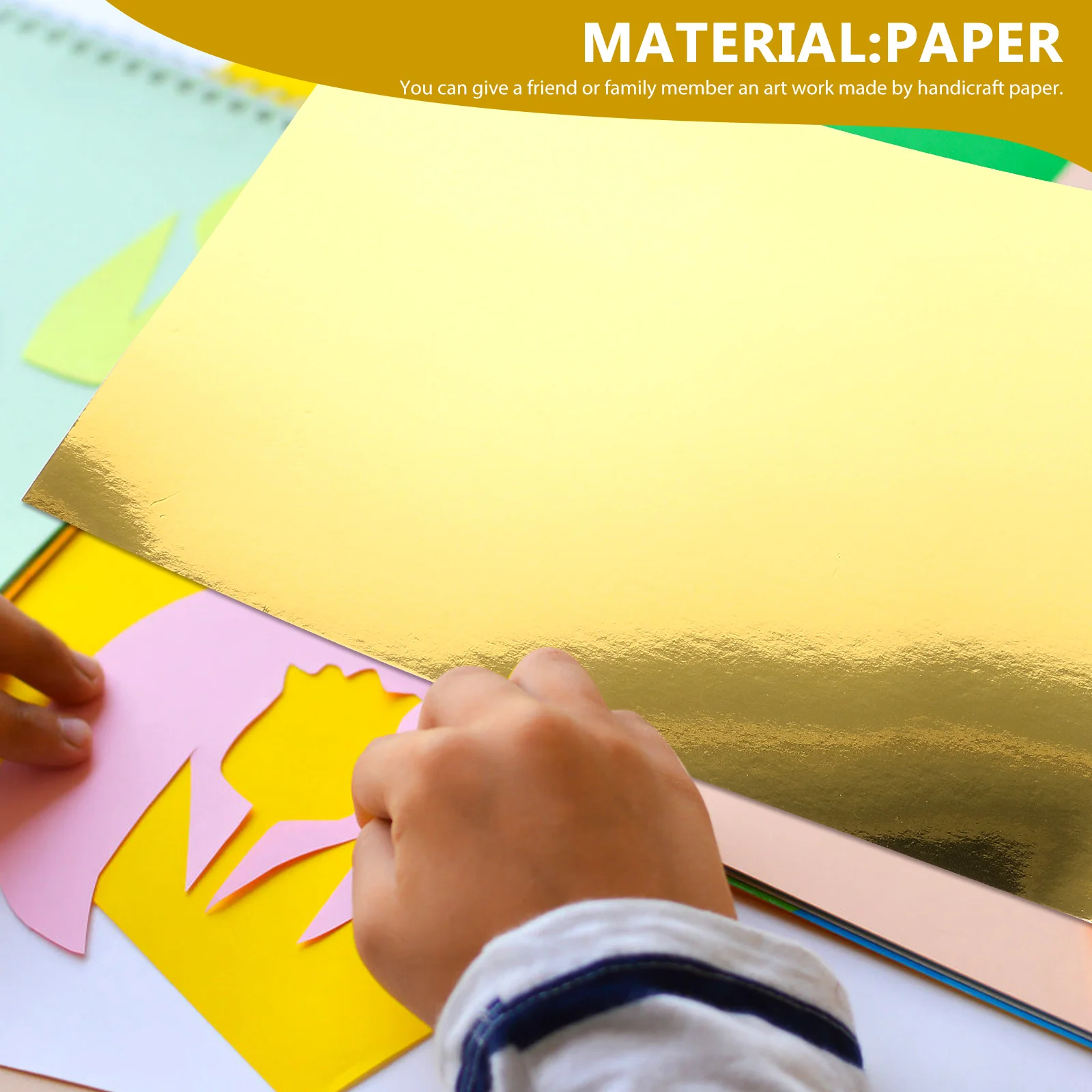 

Golden Cardboard A4 Single Sided Flash Paper DIY Crafts Origami Art Projects Supplies Decorative Materials Cardstock