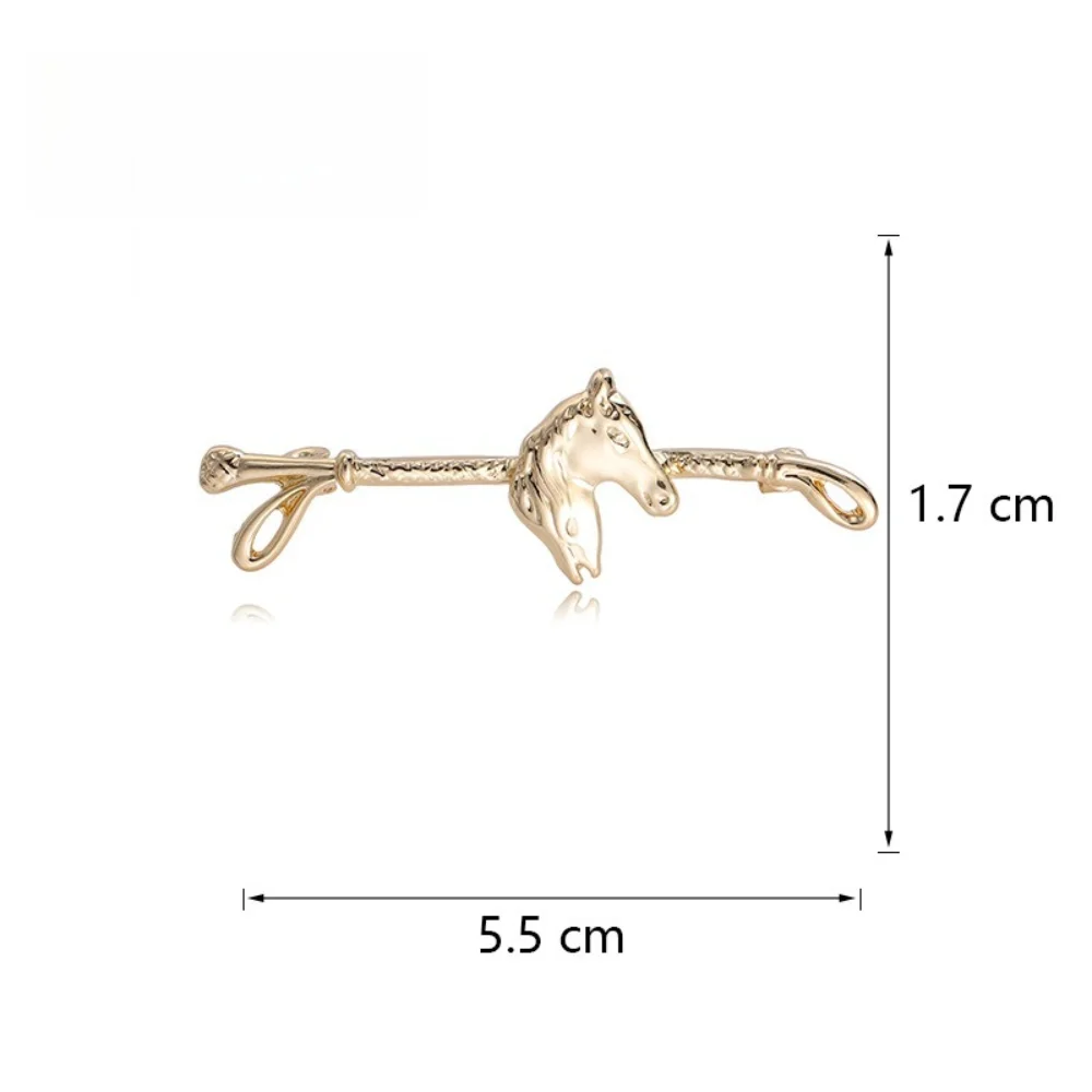 Exquisite Metal Horsehead Whip Brooch Zodiac Horse Metal Long Brooch Men's and Women's Coat Animal Collar Decoration view 2