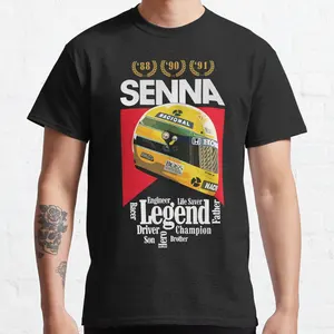 Ayrton Senna Helmet The Legend Formula 1 F1 Drive To Survive 100% Cotton T -Shirt Printed for Men Clothing Plus Size 8 Main Sales Ayrton Senna Helmet - №7