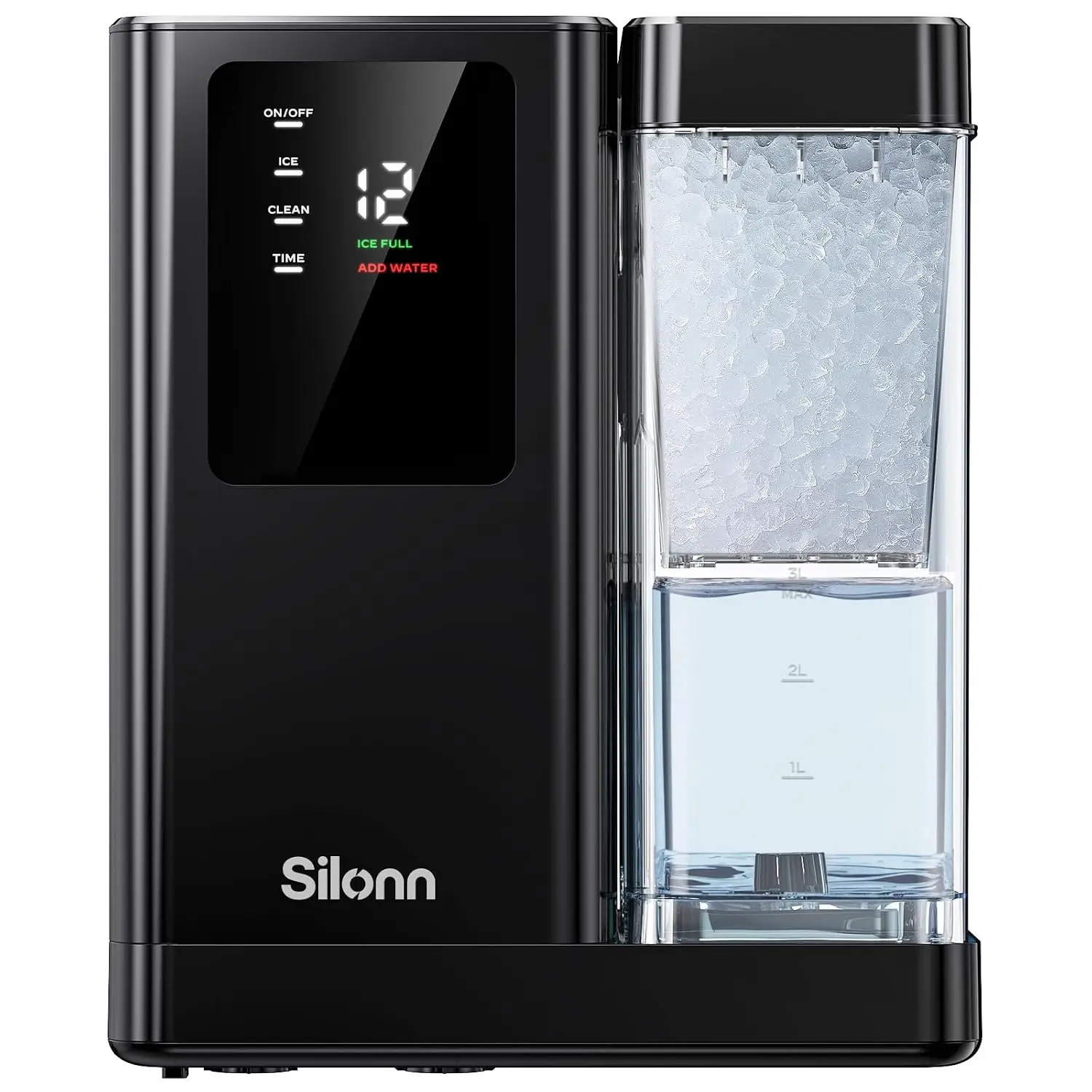 

Countertop Nugget Ice Maker, 40 Lbs Daily Ice Production with 3L Removable Water Tank, Self-Cleaning Pebble Ice Machine, 12H