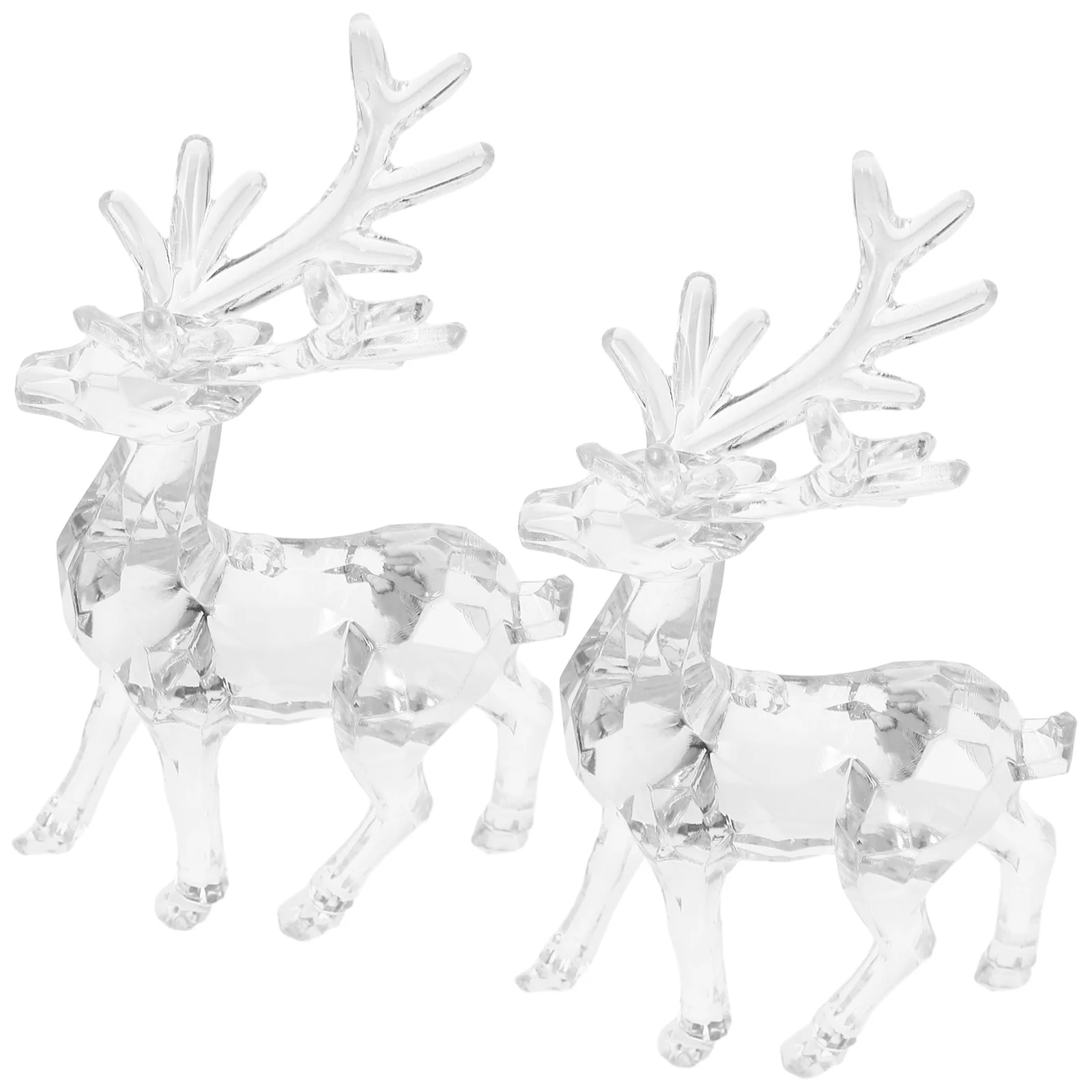 

2 Pcs Clear Acryclic Deer Christmas Miniatures Ornaments for Small Tree Acrylic Decor Pendant Animal Party Decoration