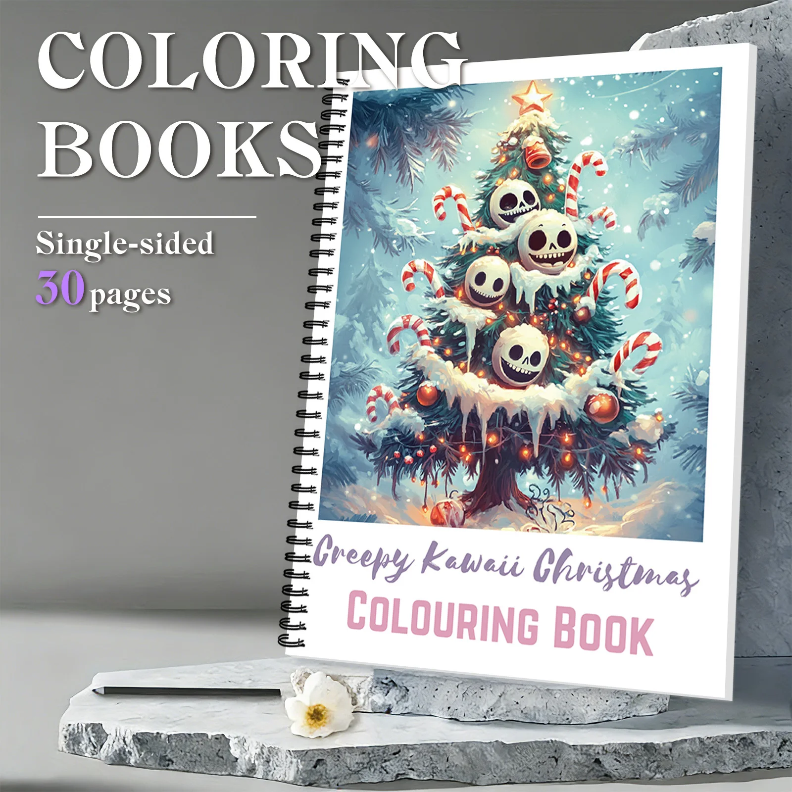 

1 шт. книги для рисования, жуткая кавайная рождественская елка, спиральная книжка-раскраска, для забавных альтернативных праздничных раскрасок