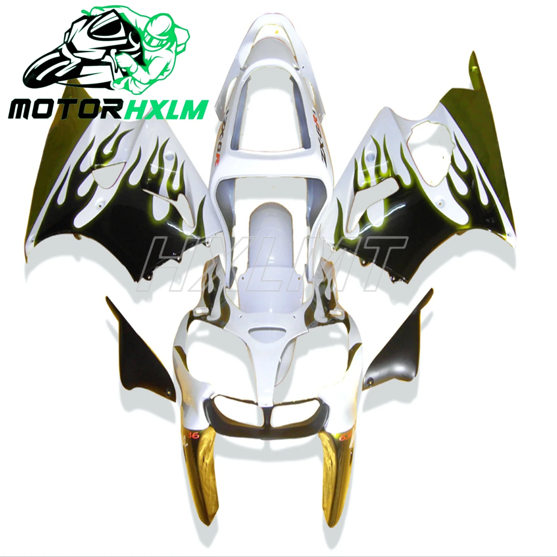 

Plastic Fairings for Kawasaki ZX6r 2000 - 2002 Green Black Body Kits for Kawasaki ZX6r 2001 Fairing 636 ZX-6r 00