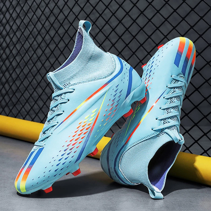 Men Football Boots Sport Training Match Outdoor Soccer Shoes Long Spikes FG/TF Boys Non Slip Cleats Indoor Futsal Comfortable