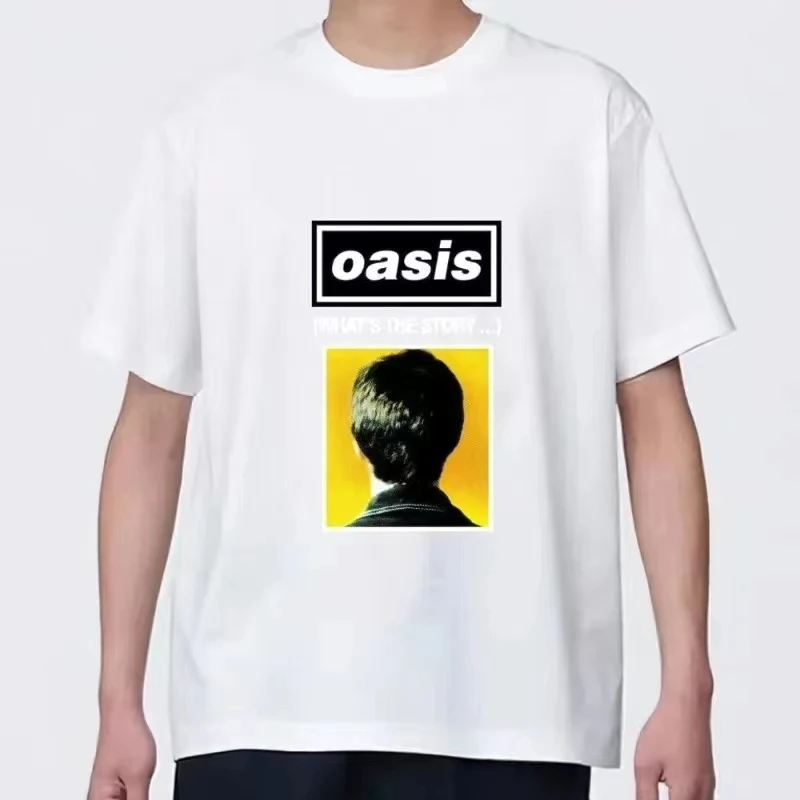 Band O-Oasis T Shirt Women Couple Combination Clothes Short Sleeve Collar Fashion Man Cotton