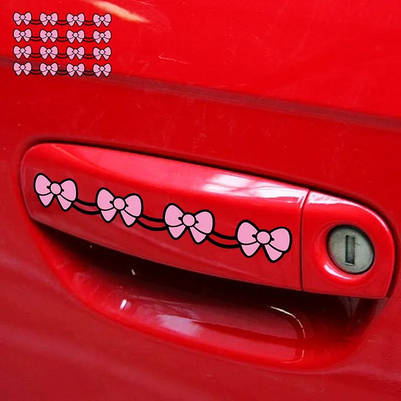 Car Stickers Bowknot Baby Pink Cute Lovely Cartoon Decals For Rearview Mirrors Motorcycle Auto Tuning Styling