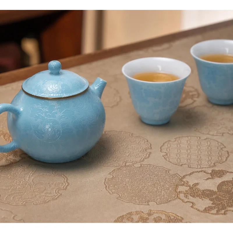 Ceramic teapot Kung Fu tea set, handmade one pot and two cups