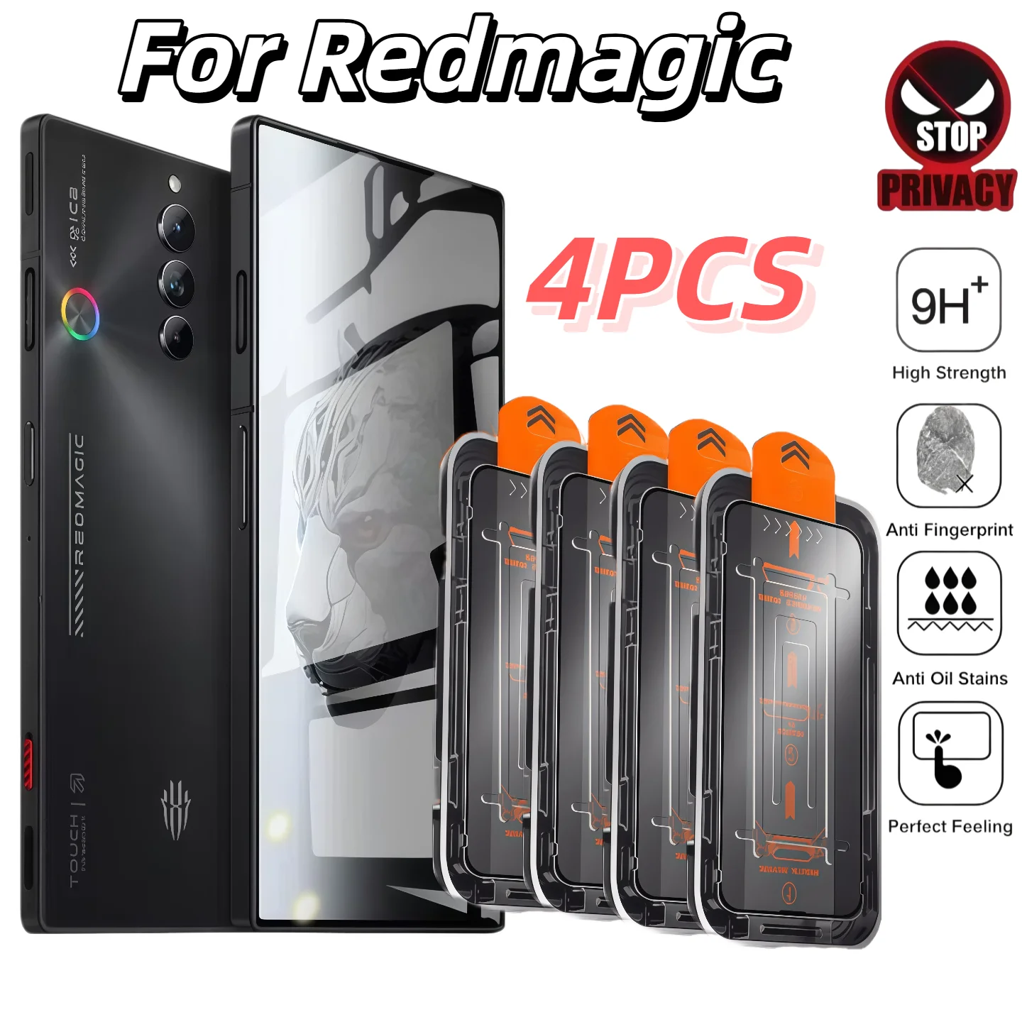 

4PCS Ultrasonic Dust-Free & Bubble-Free Privacy Tempered Glass Screen Protector for ZTE Nubia RedMagic 8/8S/9/9S/10/10S/11 Pro