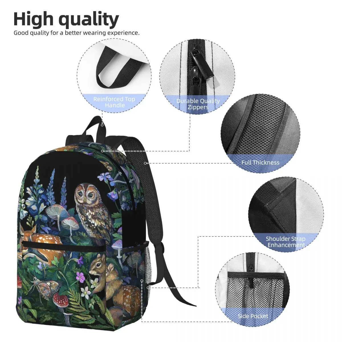 Enchanted Forest Backpack Student BookBag Kids School Bag Computer Shoulder Bags for Men Women