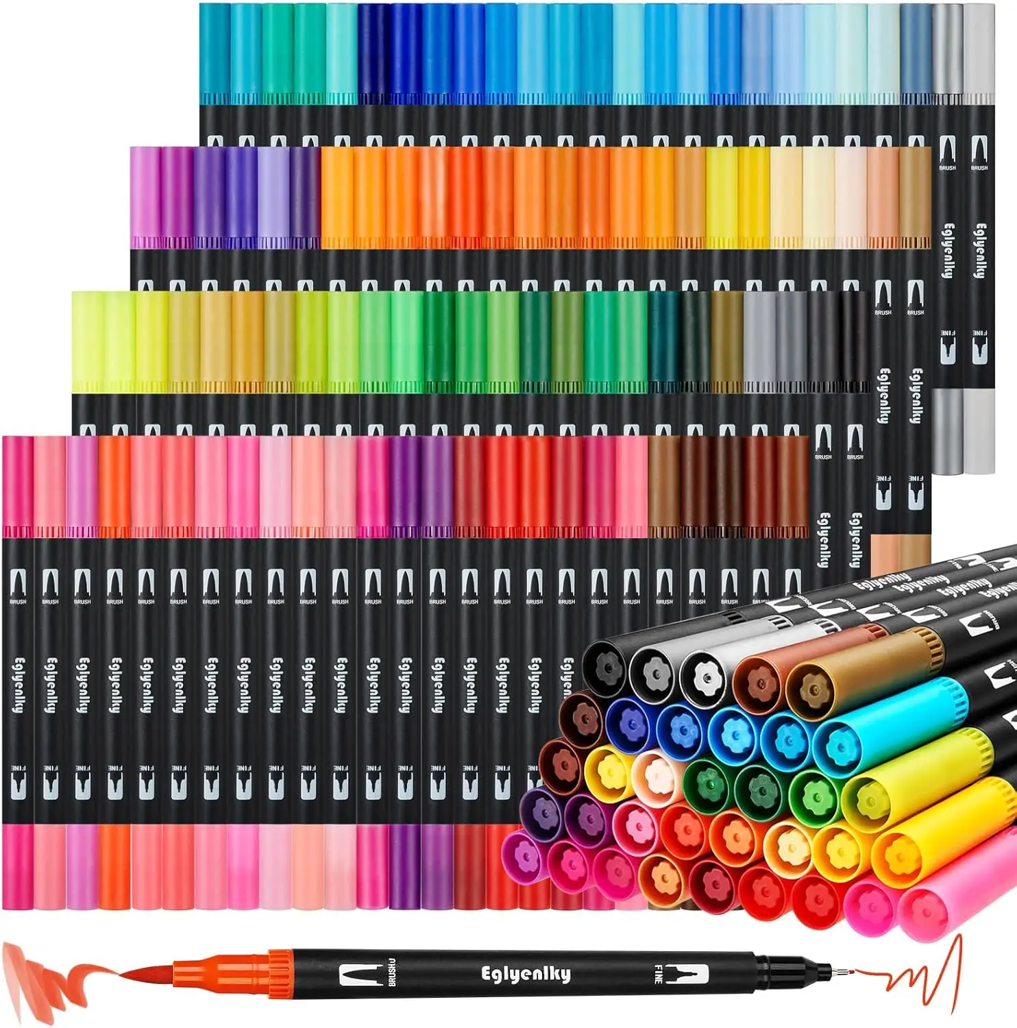 Juego de Rotuladores de Doble Punta de 12-120 Piezas, Rotuladores de Acuarela, Materiales de Arte para Colorear, Excelente Regalo para Estudiantes