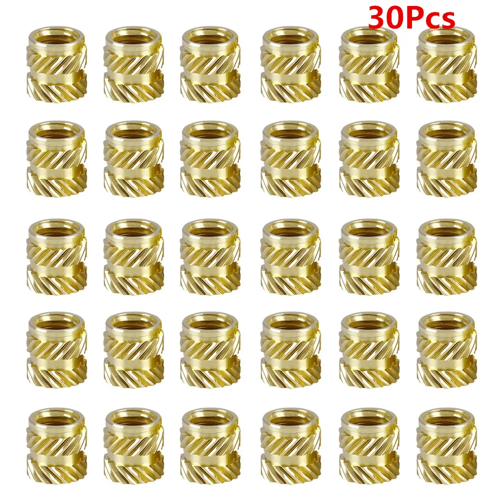 30pcs M3 Thread Knurled Brass Nuts Threaded Heat Set Heat Resistant Insert Embedment Nut for 3D Printer Voron 2.4 Parts M3x5x4