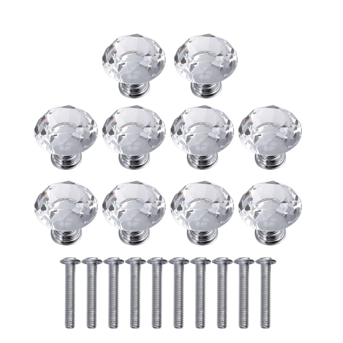 

10Pcs Crystal Knobs Diamond Acrylic Pull Handle Polished Chrome Drawer Cabinet Hardware Kitchen Furniture Glass Door Cupboard