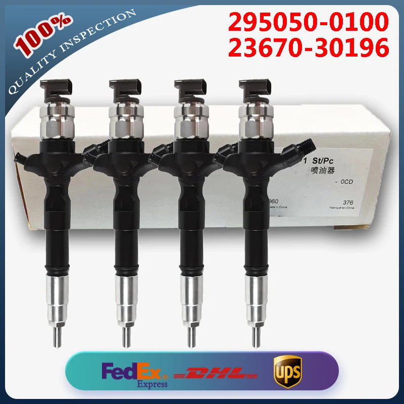 

4PCS 295050-0100 23670-39196 23670-30190 Common Rail Fuel Injector for Toyota Hilux Hiace 1KD-FTV 3.0L Diesel Engine