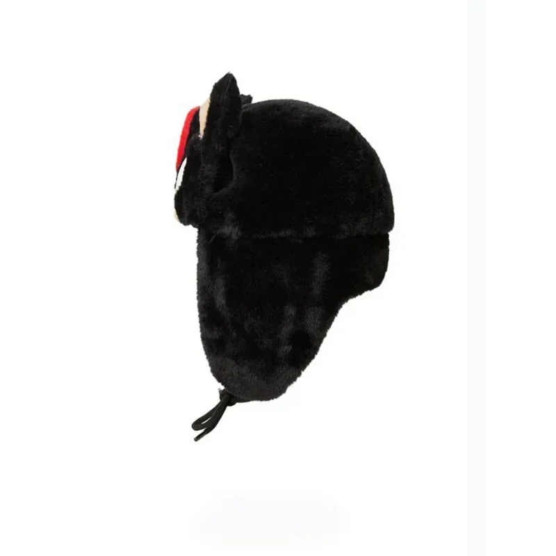 لعبة S-سونيس ألعاب من نسيج مخملي أنيمي الخريف الشتاء الدافئة Ushanka قبعة سوداء Y2K قبعة رائجة البيع المرأة قبعة الصياد امرأة قبعات التزلج قبعة هدية #4