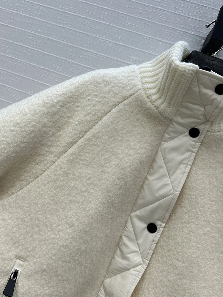 SVORYXIU خريف شتاء 2025 نمط جديد نمط الترفيه صف واحد مشبك الصوف أسفل سترة امرأة موضة الأبيض الدافئة أسفل سترة #3