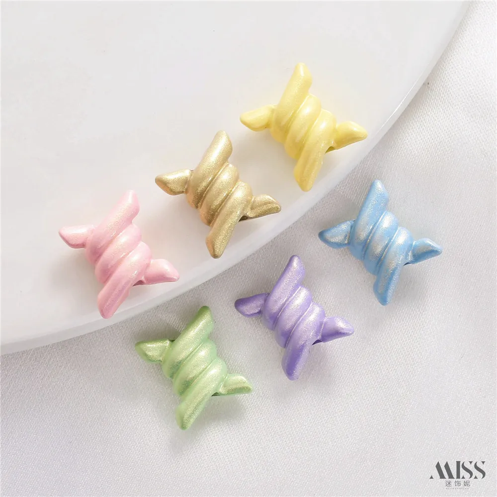 Pearlescent Color Paint Spiral Twist Bead Spacer Wire Knot Twist Through Hole Bead DIY Bracelet Necklace String Accessories