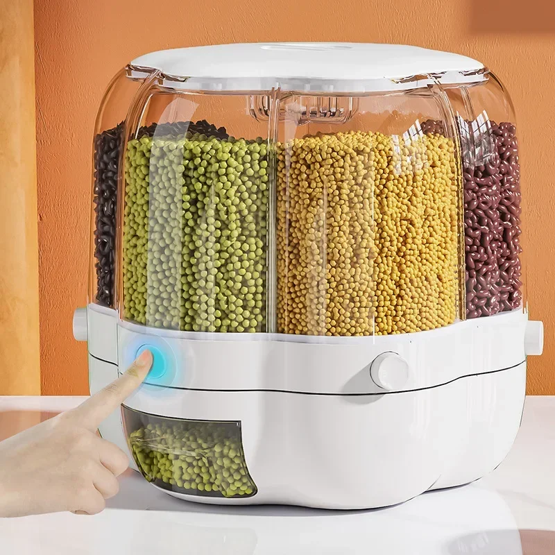 360-degree Rotary Sealed Rice Bucket Moisture-proof Rice Bucket Dispenser Sealed Food Dispenser Rice Container Gift