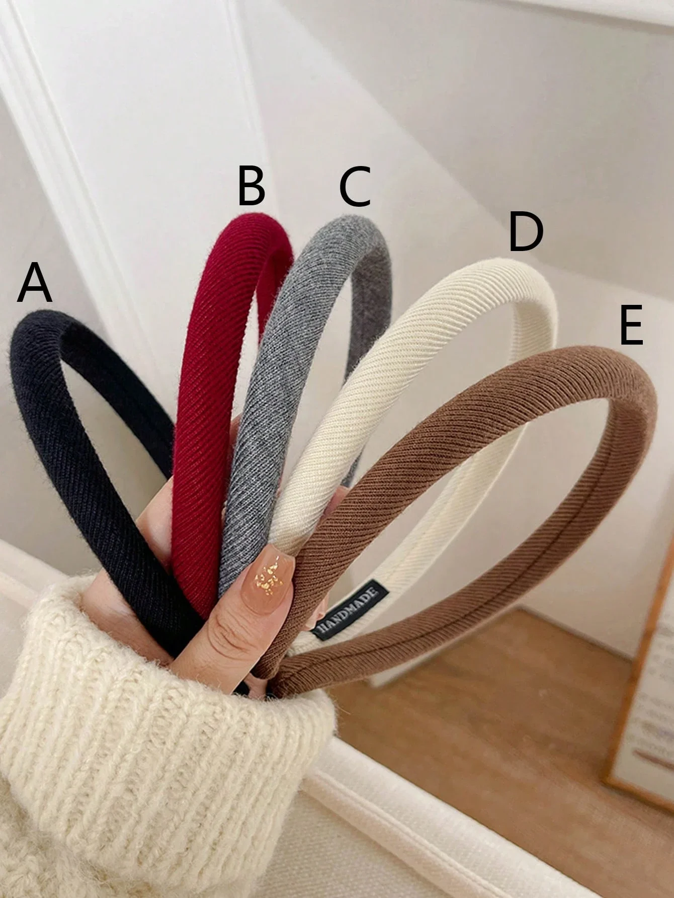 

1-5 шт. женских вязаных повязок на голову диаметром 38 см/14,96 дюйма, красного, черного, белого, коричневого цветов, модные, универсальные, высококачественные, минималистичные.