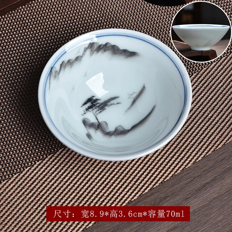 NEW Ceramic Hand-painted Blue and White Porcelain Underglaze Color Master Single Household Tea Bowl Retro Douli Cup Tast