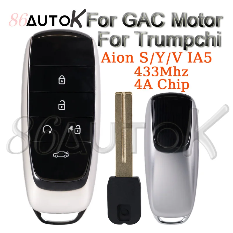 Keyless Go Car Smart Remote Key 4A Chip 433MHZ for GAC Motor for Trumpchi Aion Y Aion S AION V IA5 Intelligent Auto Remote Key