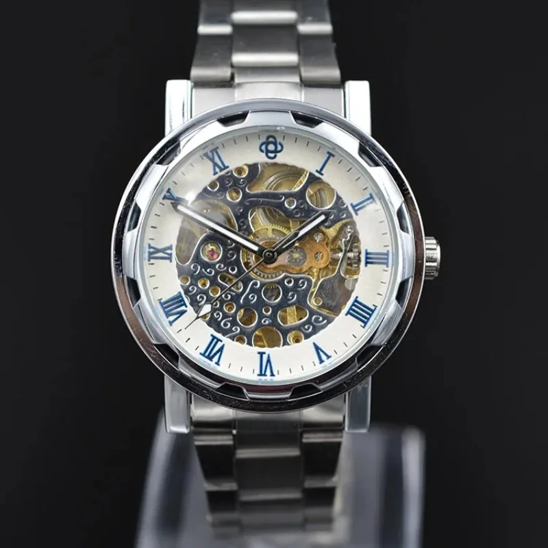 Promotion Item Men's Stainless Steel Auto Self Wind Mechanical Wrist Watch Analog Watches Nice Gift