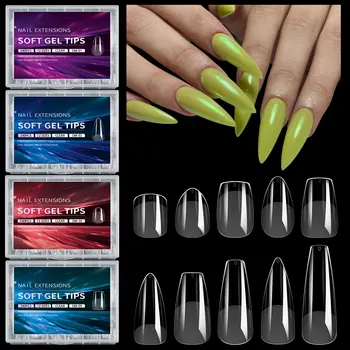 Luxury False Nail Tips Soft Gel Fingertip Semi-matte Capsules Almond French Coffin Full…